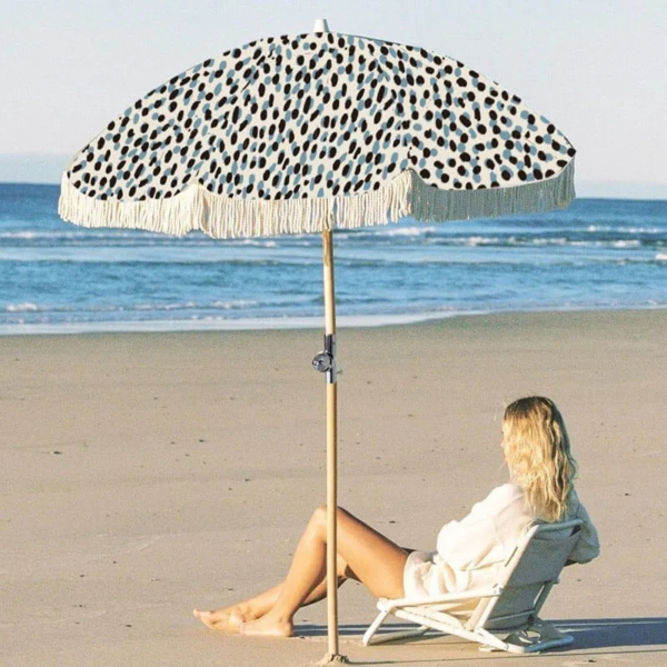 Ombrellone Mare e Giardino in Cotone Canvass Diametro 200 cm con Palo in Legno di Faggio. Protezione UV50+.Art 247