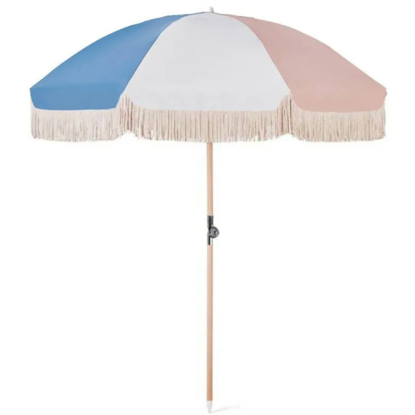 Ombrellone Mare e Giardino in Cotone Canvass Diametro 200 cm con Palo in Legno di Faggio. Protezione UV50+.Art 248 - immagine 2