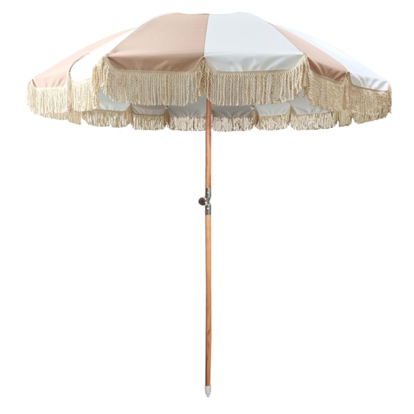 Ombrellone Mare e Giardino in Cotone Canvass Diametro 200 cm con Palo in Legno di Faggio. Protezione UV50+.Art 249 - immagine 2