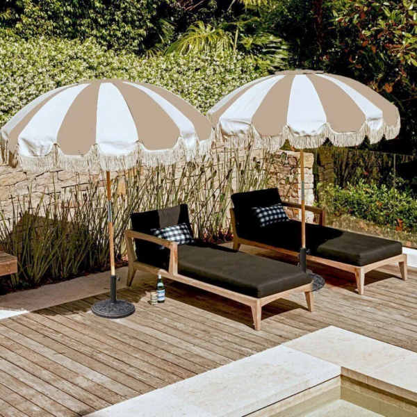 Ombrellone Mare e Giardino in Cotone Canvass Diametro 200 cm con Palo in Legno di Faggio. Protezione UV50+.Art 249