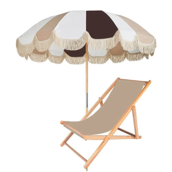 Ombrellone Mare e Giardino in Cotone Canvass Diametro 200 cm con Palo in Legno di Faggio. Protezione UV50+.Art 250 - immagine 3