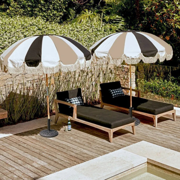 Ombrellone Mare e Giardino in Cotone Canvass Diametro 200 cm con Palo in Legno di Faggio. Protezione UV50+.Art 250
