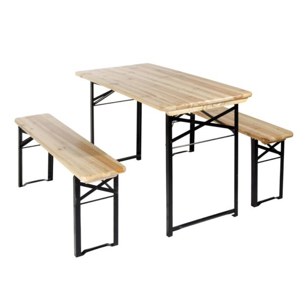 Set Birreria 120x60 cm in Legno di Abete con 2 Panche. Art. 422