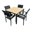 Set LEONE con tavolo 90x90 con top in polywood e 4 sedie. Struttura in Alluminio