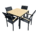 Set LEONE con tavolo 90x90 con top in polywood e 4 sedie. Struttura in Alluminio