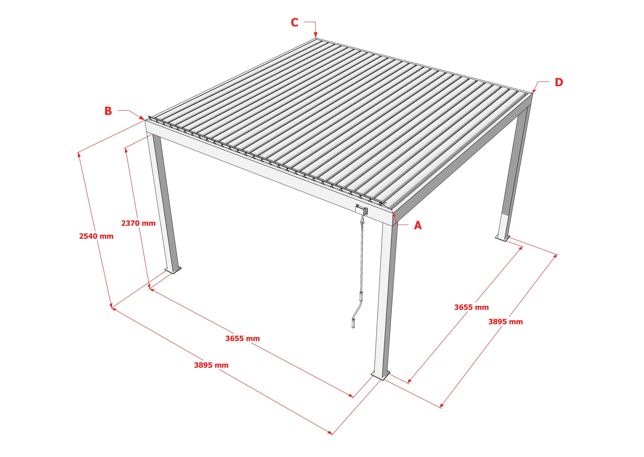 Pergola Bioclimatica NETTUNO in Alluminio Manuale con illuminazione LED inclusa. - immagine 11