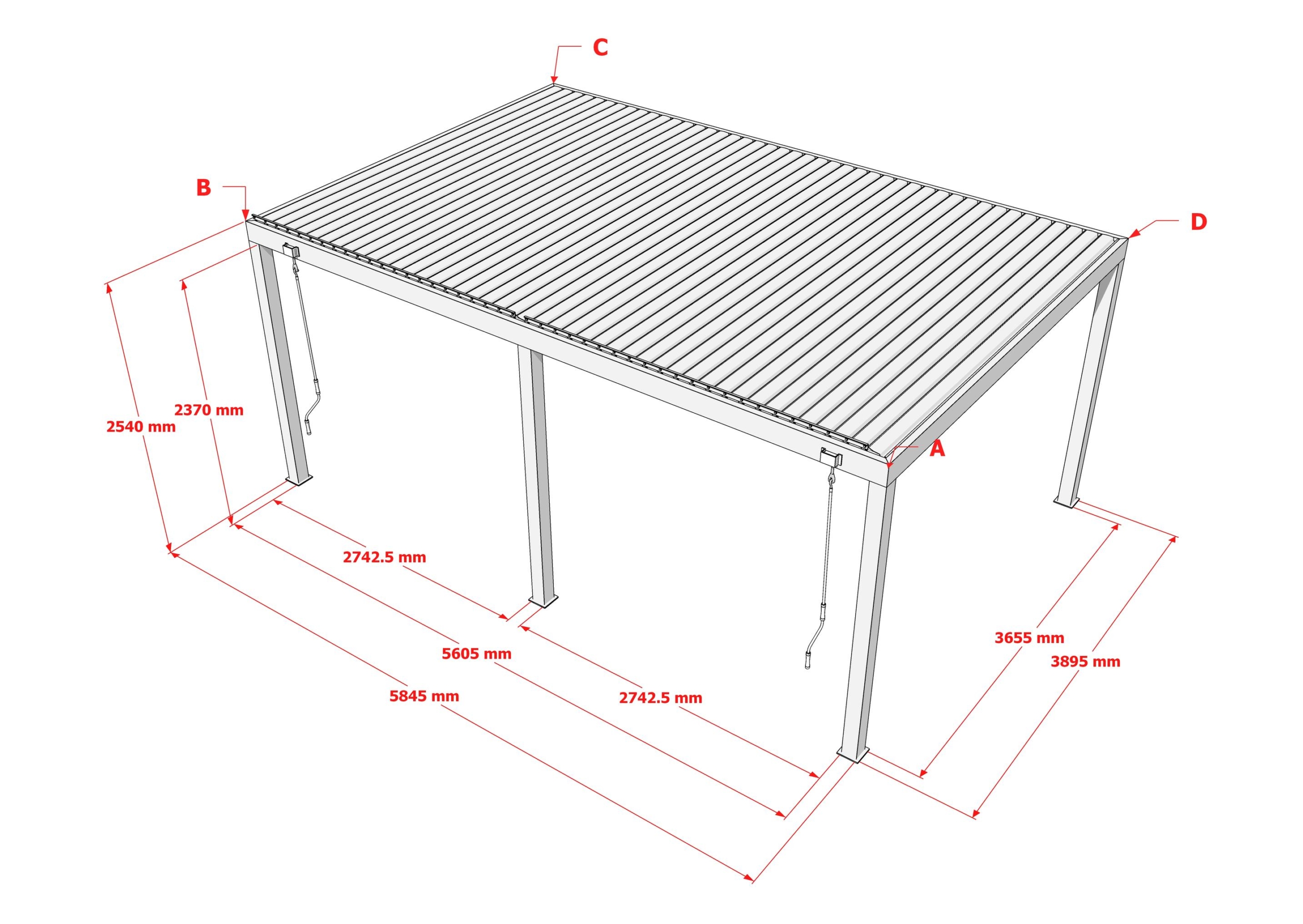 Pergola Bioclimatica NETTUNO in Alluminio Manuale con illuminazione LED inclusa. - immagine 13